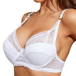 HUyydza Frauen Full Cup Dünne Unterwäsche Kleiner BH Plus Size Wireless Verstellbarer Spitzen-BH Brustabdeckung BD Cup Große Spitzen-BHS Geile Sachen190 von HUyydza