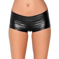 HUyydza Glänzende Metallic Sexy Shorts Damen Low Waist Mini Hotpants Reflektierende Kurze Hosen Tanz Shorts Sparkly Outfit Faschingskostüme Rave Hot-Shorts Yoga Tanzshorts von HUyydza