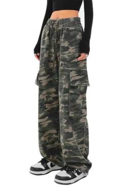 HVEPUO Camouflage Hose Damen Cargohose Cargo Jeans Casual Trousers Flecktarn Hose Camouflage XS von HVEPUO
