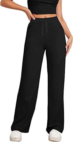 HVEPUO Schwarze Hose Damen Elegant Slacks Dünne Sommerhose Schwarz M von HVEPUO