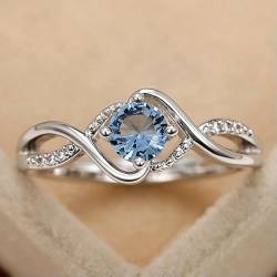 HVEREWFDDS Moderne Frauen Eheringe charmante blaue Zirkonia Hochwertige Silberfarbe Ring Verlobungsschmuck-8-X67 von HVEREWFDDS