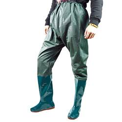 HWBZSZY Super Hohe 110cm Wathose, Herren Damen Wasserdicht Watstiefel Nylon/PVC Atmungsaktiv Anglerhose mit Stiefel 35-45 Leichte Regenstiefel Fischer Teichhose Watthosen,Grün,36EU von HWBZSZY