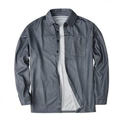 Herren Hemdjacke, Herren Kariert Hemd,Leichtes Business-Revershemd Langarm-T-Shirt Outdoor Casual Geknöpftes Hemd Grau Herbst WinterRei ßverschluss Thermohemd G69 von HWGOOD