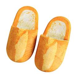 Unisex Erwachsene Hausschuhe Hausschlappen Herbst Winter Filzpantoffeln Pantoffel Warme Hauptschuhe Schauen Brot Brötchen Plüsch Baumwollschuhe, Gelb, 40/43 EU von HWTOP Schuhe