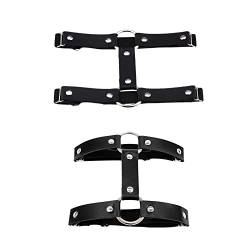 HXHWKEN 2Pcs Leder Strumpfband Oberschenkel Ring Verstellbar Gothic Strumpfband Punk Harness Suspender Verstellbare für Frauen Mädchen Damen Schwarz von HXHWKEN