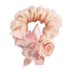Elegante Mode Haar Zubehör Frauen Rose Blume Perle Strass Haarbänder Elastische Haar Seil Ring Scrunchies (Color : CB0083-I) von HXSCOO