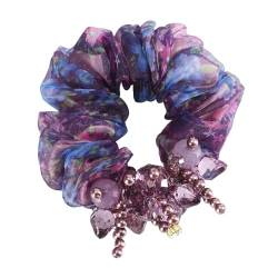 Elegante Mode Haar Zubehör Frauen Rose Blume Perle Strass Haarbänder Elastische Haar Seil Ring Scrunchies (Color : CB0084-B) von HXSCOO