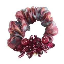 Elegante Mode Haar Zubehör Frauen Rose Blume Perle Strass Haarbänder Elastische Haar Seil Ring Scrunchies (Color : CB0084-I) von HXSCOO