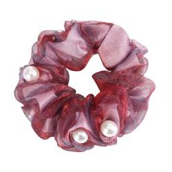 Elegante Mode Haar Zubehör Frauen Rose Blume Perle Strass Haarbänder Elastische Haar Seil Ring Scrunchies (Color : CB0085-G) von HXSCOO