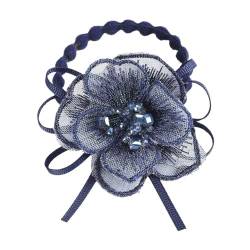Elegante Mode Haar Zubehör Frauen Rose Blume Perle Strass Haarbänder Elastische Haar Seil Ring Scrunchies (Color : CB0086-H) von HXSCOO