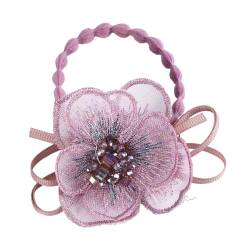 Elegante Mode Haar Zubehör Frauen Rose Blume Perle Strass Haarbänder Elastische Haar Seil Ring Scrunchies (Color : CB0086-L) von HXSCOO