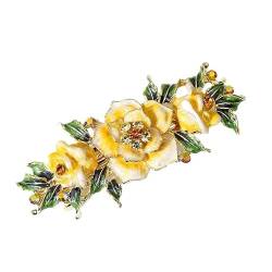 Emaille Blume Chinesische Haarspange Schmuck Vintage Rose Strass Haarnadel Haarspangen Frauen Bankett Haarschmuck (Color : yellow) von HXSCOO