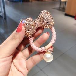 Frauen Haar Krawatte Cartoon strass Elastische Haar Bands Mädchen Kristall Koreanische Haar Zubehör Handgemachte Kopf Bands (Color : Champagne) von HXSCOO