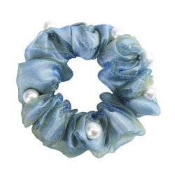 Haarschmuck Frauen Rose Blume Perle Strass Haarbänder elastische Haar Seil Ring Scrunchies (Color : CB0085-B) von HXSCOO
