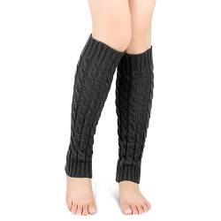 HXUING Stulpen Damen Beinwärmer, Damen Langer Beinwärmer Mädchen Kniestrümpfe Legwarmers Knöchelwärmer Crochet Stricken Stulpen Beinstulpen, Winter Warm Beinwärmer Stulpen für den Alltag (Schwarz) von HXUING