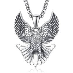 HXWZB Adler-Charm-Anhänger-Halskette für Männer Adler-Amulett 925 Sterling Silber Tier-Schmuck für Männer Frauen von HXWZB