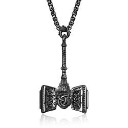 HXWZB Keltisches Halskette 925 Sterling Silber Keltisches Anhänger Keltisches Knoten Kette Keltisches Anhänger Amulett Schmuck für Herren Sohn Jungen Männer (Thors Hammer black)… von HXWZB