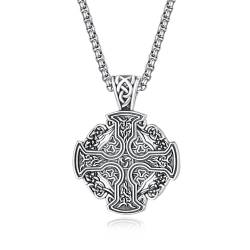 HXWZB Kreuz Keltische Halskette Sterling Silber Jerusalem Kreuz Anhänger Amulett Schutz Halskette für Männer Frauen von HXWZB