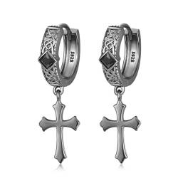 HXWZB Kreuz Ohrringe Sterling Silber Halskette für Männer Zarte Kreuz Ohrringe Wikinger Schmuck Anhänger Geschenke für Männer Frauen von HXWZB