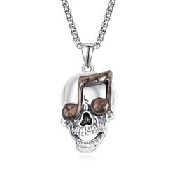 HXWZB Totenkopf Halskette Rock Musikalische Symbole Sterling Silber Totenkop Musik Anhänger Gothic Punk kette Totenkopf Schmuck Geschenke für Männer Frauen von HXWZB