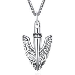 HXWZB Wikinger Halskette für Männer Wikinger Anhänger Halskette Wikinger Schmuck für Männer Vater Wikinger Liebhaber (Pfeil-A01-Silver) von HXWZB