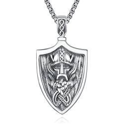 HXWZB Wikingerschmuck Halskette Herren 925 Herren Silberkette Herrenschmuck Nordische Mythologie Odin Anhänger Schmuck Geschenk für Damen Herren von HXWZB