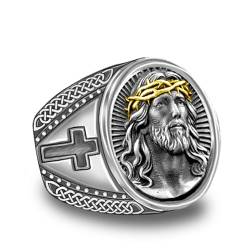 Keltischer Knotenring für Männer keltische Trauringe Hexen Knoten Ring Davidstern Ringe Kreuzringe für Männer Viking Geschenke für Männer (Jesus-B02-10#) von HXWZB