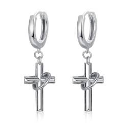Kreuz Ohrringe Sterling Silber Kreuz Creolen Ohrringe für Männer Frauen von HXWZB