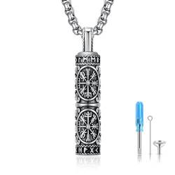 Wikinger Nordisch Urne Sterling Silber Halskette Norse keltischen Kompass Viking Odin Amulett Kremation Asche Schmuck für Männer Frauen von HXWZB