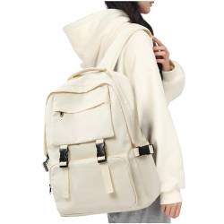 Damen & Herren Backpack mit Laptopfach,Unisex Daypack Schulrucksack,Wasserdichter Tagesrucksack für Freizeit Schule Job,Casual Schultasche Travel Büchertasche,Backpack,Beige von HYC00