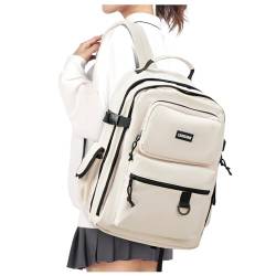 HYC00 Rucksack Damen Schulrucksack Mädchen Jungen Teenager Schulranzen, Causal Travel Schultaschen 14 Zoll Laptop Rucksack für Mädchen Rucksäcke Schule Wasserdicht Leichtgewicht Rucksack,Weiß von HYC00