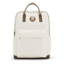 HYC00 Rucksack Mädchen Teenager Jungen Schulrucksack 14 Zoll Laptop Schulranzen Leichtgewicht Schultaschen, Reisen Rucksack für Damen Herren,Beige mit Braun von HYC00