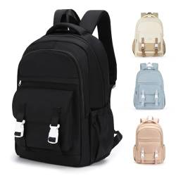 Rucksack,Damen & Herren Backpack mit Laptopfach,Unisex Daypack Schulrucksack,Wasserdichter Tagesrucksack für Freizeit Schule Job,Casual Travel Büchertasche,Schwarz von HYC00