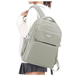 Rucksack Damen Schulmädchen,Casual Travel Daypack,14-Zoll-Laptop-Rucksack für Mädchen im Teenageralter,wasserdichter College-Rucksack,leichte Büchertasche Herren Schultasche Arbeitstasche,Grau Braun von HYC00