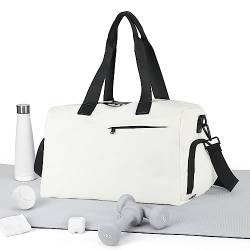 Sport Duffel Bag Damen, Sporttasche mit Schuhfach & Nassfach Duffel Bags wasserdichte Übernachtungstasche Leichte Sporttasche Handgepäcktasche für Herren Wochenendtraining Yoga Wandern,Weiss von HYC00