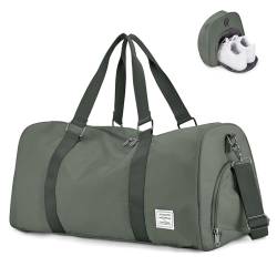 Sporttasche Damen,Reisetasche mit Nassfach & Schuhfach, Sport Duffel Bag Übernachtungstasche Weekender Bag,Wasserdicht Travel Duffle Bag Gym Bag,Leichte Sporttasche Handgepäck für Reise,Armeegrün von HYC00