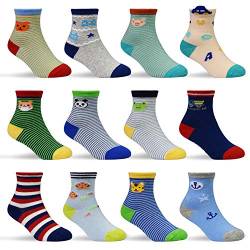 HYCLES Baby ABS Socken Kinder 12 Paar Stoppersocken Kinder Anti Rutsch Socken Kind Jungen Mädchen 23-26 27-30 Kleinkind Socken Baby 02 Tier für 1-3 Jahre von HYCLES