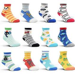 HYCLES Baby Socken - 12 Paar Anti Rutsch Socken Kind ABS Socken Kinder Stoppersocken Kinder Baby Jungen Mädchen Kinder Kleinkind 01 Cartoon für 3-5 Jahre von HYCLES