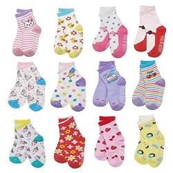 HYCLES Baby Socken - 12 Paar Anti Rutsch Socken Kind ABS Socken Kinder Stoppersocken Kinder Baby Jungen Mädchen Kinder Kleinkind 02 Blumenart für 1-3 Jahre von HYCLES