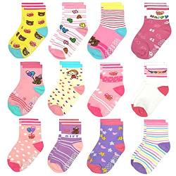 HYCLES Baby Socken - 12 Paar Anti Rutsch Socken Kind ABS Socken Kinder Stoppersocken Kinder Baby Jungen Mädchen Kinder Kleinkind 06 Bär für 1-3 Jahre von HYCLES