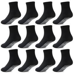 HYCLES Stoppersocken Kinder - 12 Paar ABS Socken Kinder Baby Jungen Kleinkind Rutschfeste Socken Antirutsch Socken Mädchen 03 Schwarz für 1-3 Jahre von HYCLES