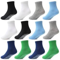 HYCLES Stoppersocken Kinder - 12 Paar ABS Socken Kinder Baby Jungen Kleinkind Rutschfeste Socken Antirutsch Socken Mädchen Grün für 1-3 Jahre von HYCLES