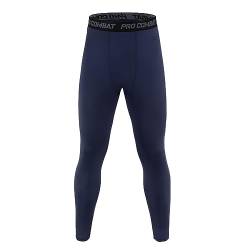 HYCOPROT Herren Kompressionshose Schnelltrocknende Laufhose Sportleggings Atmungsaktiv Funktionsunterhose Tight Hose für Basketball Fitness Joggen (L, Navy Blau) von HYCOPROT