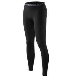 HYCOPROT Herren Kompressionshose Schnelltrocknende Laufhose Sportleggings Atmungsaktiv Funktionsunterhose Tight Hose für Basketball Fitness Joggen (M, Schwarz) von HYCOPROT