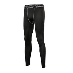 HYCOPROT Herren Kompressionshose Schnelltrocknende Laufhose Sportleggings Atmungsaktiv Funktionsunterhose Tight Hose für Basketball Fitness Joggen (XXL, Schwarz/Grau) von HYCOPROT