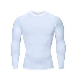 HYCOPROT Kompressions-Shirts für Herren, sportliches, langärmliges Basisschicht-Workout-Rashguard-Shirt (DE/NL/SE/PL, Alphanumerisch, XL, Regular, Regular, Weiß) von HYCOPROT