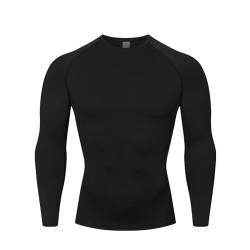 HYCOPROT Kompressionsshirt Herren Langarm Funktionsshirt Baselayer Schnelltrocknendes T-Shirt Atmungsaktiv Sportshirt für Workout Fitnessstudio Laufen (L, Schwarz) von HYCOPROT