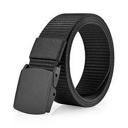 HYCOPROT Taktischer Gürtel für Elastischer Verstellbarer Stoffgürtel Gürtel Atmungsaktiver Nylon Canvas Belt mit Kunststoff Schnalle (1pcs, Schwarz) von HYCOPROT