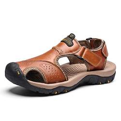 Bequeme Outdoor-Sport-Sandalen für Herren Damen rutschfest mit offener Sohle zum Waten Strandschuhe sportlich leicht Wandersandalen Rötliches Braun3-38 von HYDLONGR