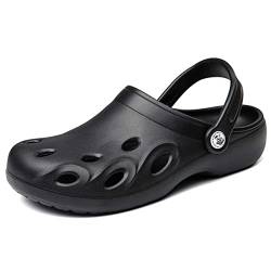 Herren Damen Sommer Leichtgewicht Atmungsaktiv Schnell Trocknend Garten Sandalen Strand Hausschuhe Clogs Pantoletten Schuhe Schwarz-41 von HYDLONGR